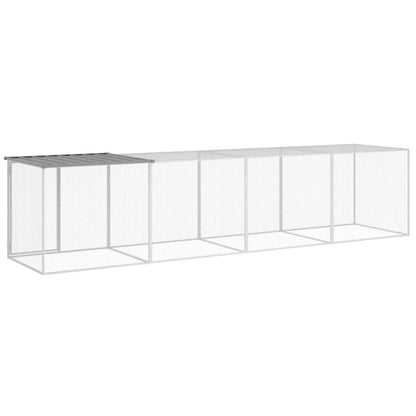 Hühnerkäfig mit Dach Hellgrau 403x98x90 cm Verzinkter Stahl