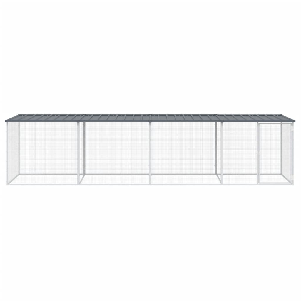 Hühnerkäfig mit Dach Anthrazit 403x98x90 cm Verzinkter Stahl