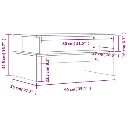 Couchtisch Grau Sonoma 90x55x42,5 cm Holzwerkstoff