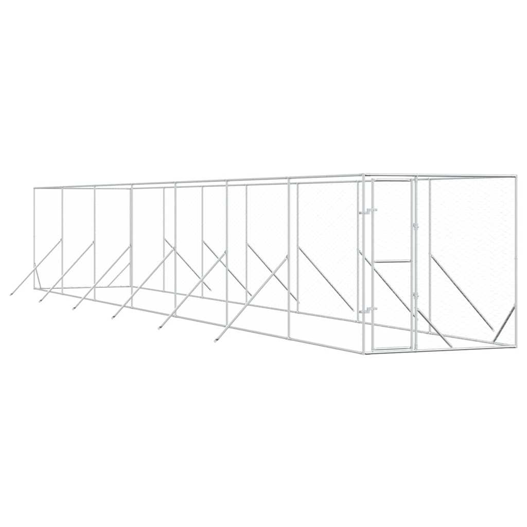 Outdoor-Hundezwinger Silbern 2x14x2 m Verzinkter Stahl