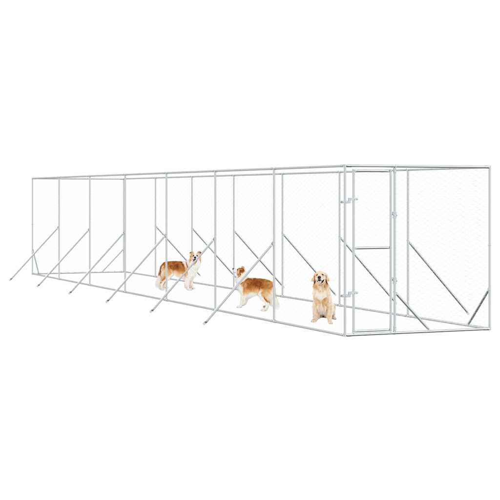 Outdoor-Hundezwinger Silbern 2x14x2 m Verzinkter Stahl
