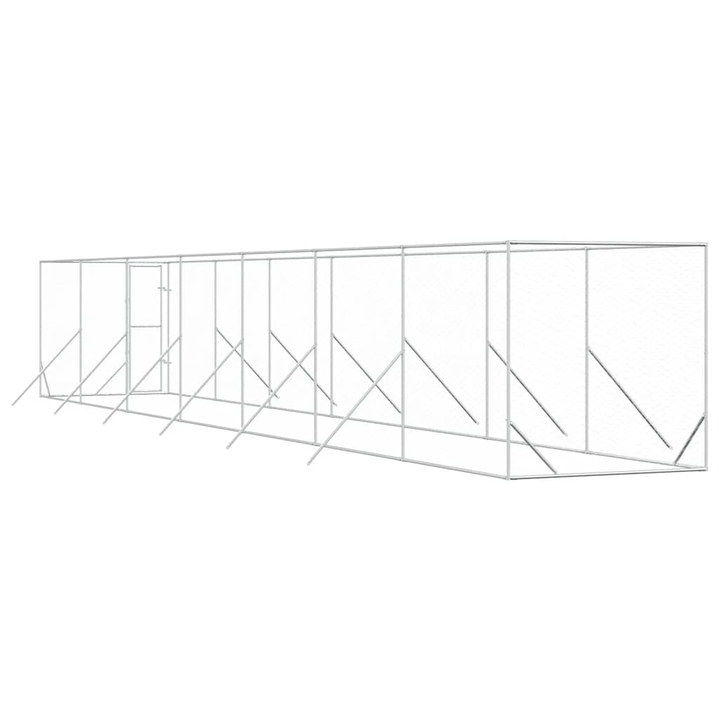 Outdoor-Hundezwinger Silbern 2x14x2 m Verzinkter Stahl