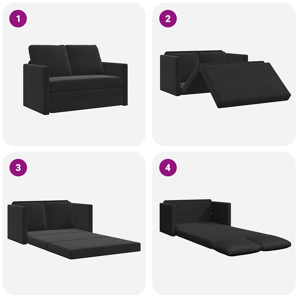 Bodensofa mit Schlaffunktion Schwarz 122x204x55 cm Samt