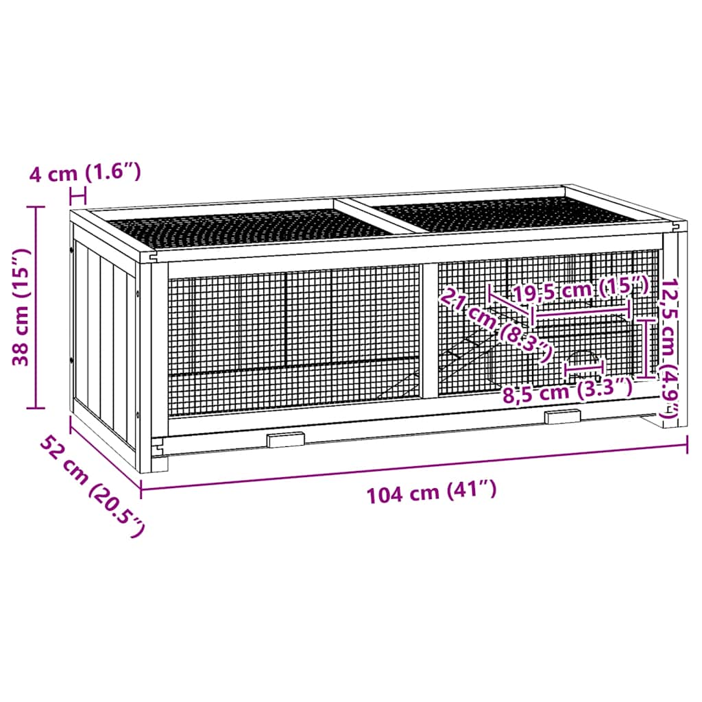 Hamsterkäfig 104x52x38 cm Massivholz Tanne