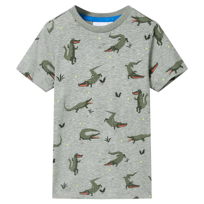 Kinder-T-Shirt Helles Khaki Melange 104