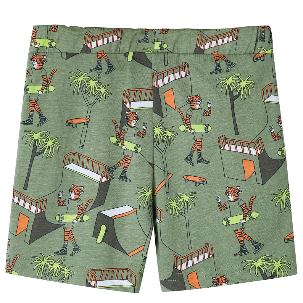 Kinderpyjama mit Kurzen Ärmeln Hellkhaki 116