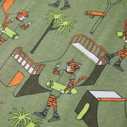 Kinderpyjama mit Kurzen Ärmeln Hellkhaki 116