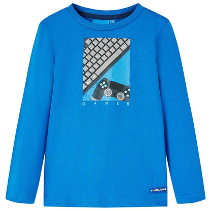 Kinder-Langarmshirt Kobaltblau 128