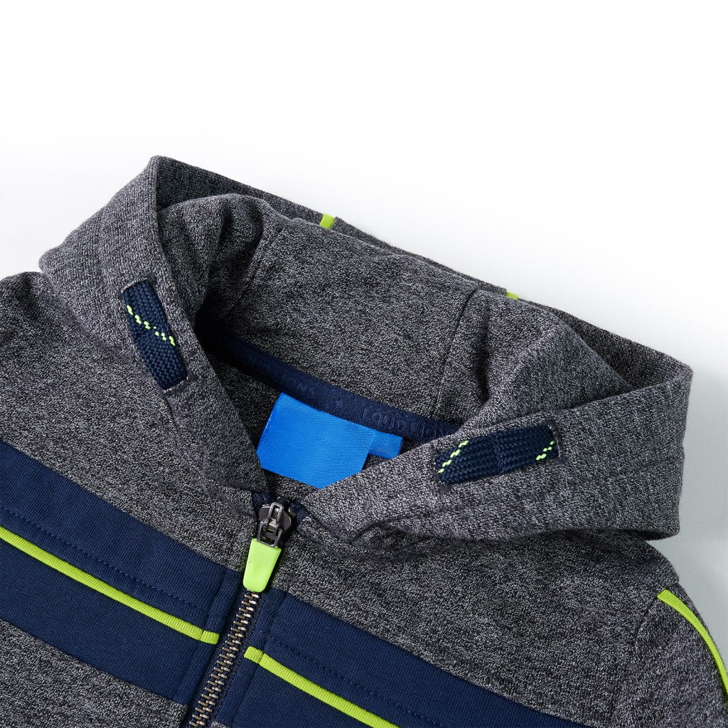 Kinder-Kapuzenpullover mit Reißverschluss Grau Melange 104