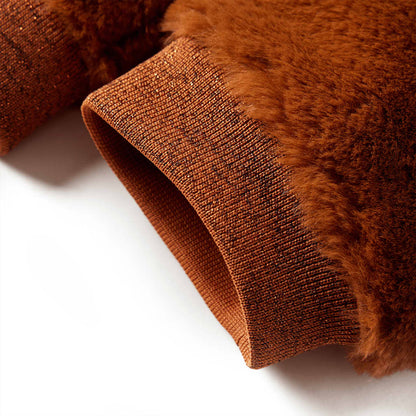 Kinder-Kapuzenjacke Kunstpelz Cognac 128