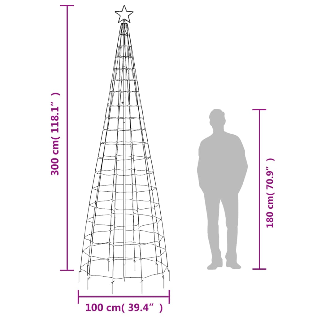 LED-Weihnachtsbaum mit Erdspießen 570 LEDs Mehrfarbig 300 cm