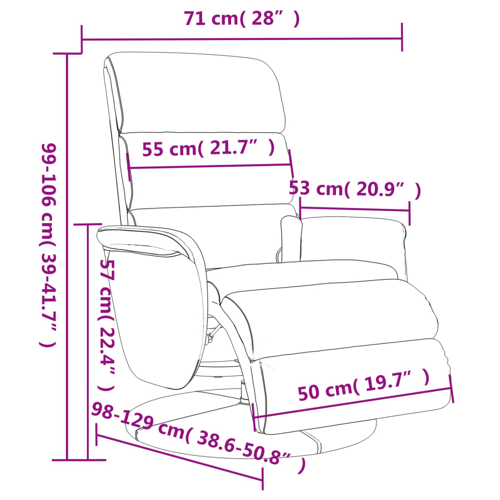 Massagesessel mit Fußteil Braun Kunstleder
