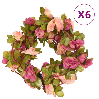 Blumengirlanden Blumen 6 Stk. Rosa 250 cm