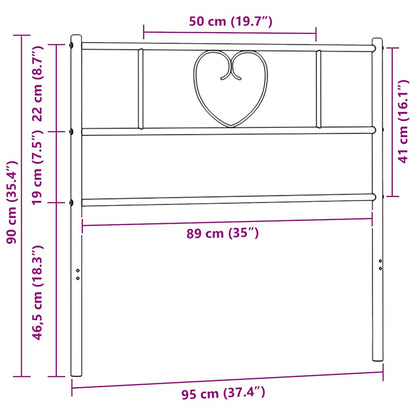 Ersatz-Kopfteil Metall Schwarz 90 cm