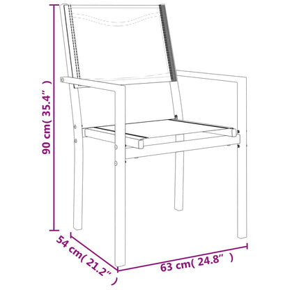3-tlg. Garten-Essgruppe Schwarz Stahl und Textilene