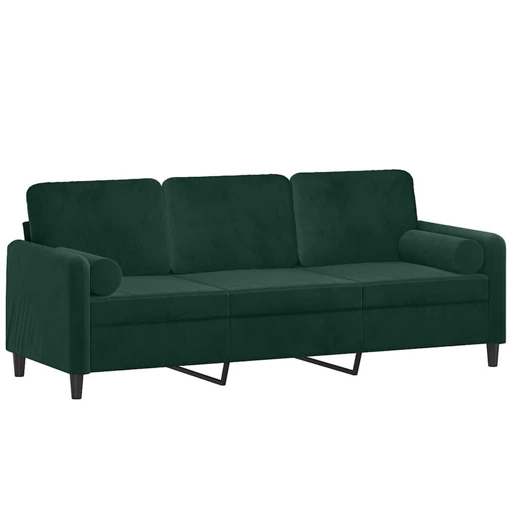 3-Sitzer-Sofa mit Zierkissen Dunkelgrün 180 cm Samt
