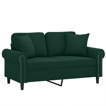 2-Sitzer-Sofa mit Zierkissen Dunkelgrün 120 cm Samt