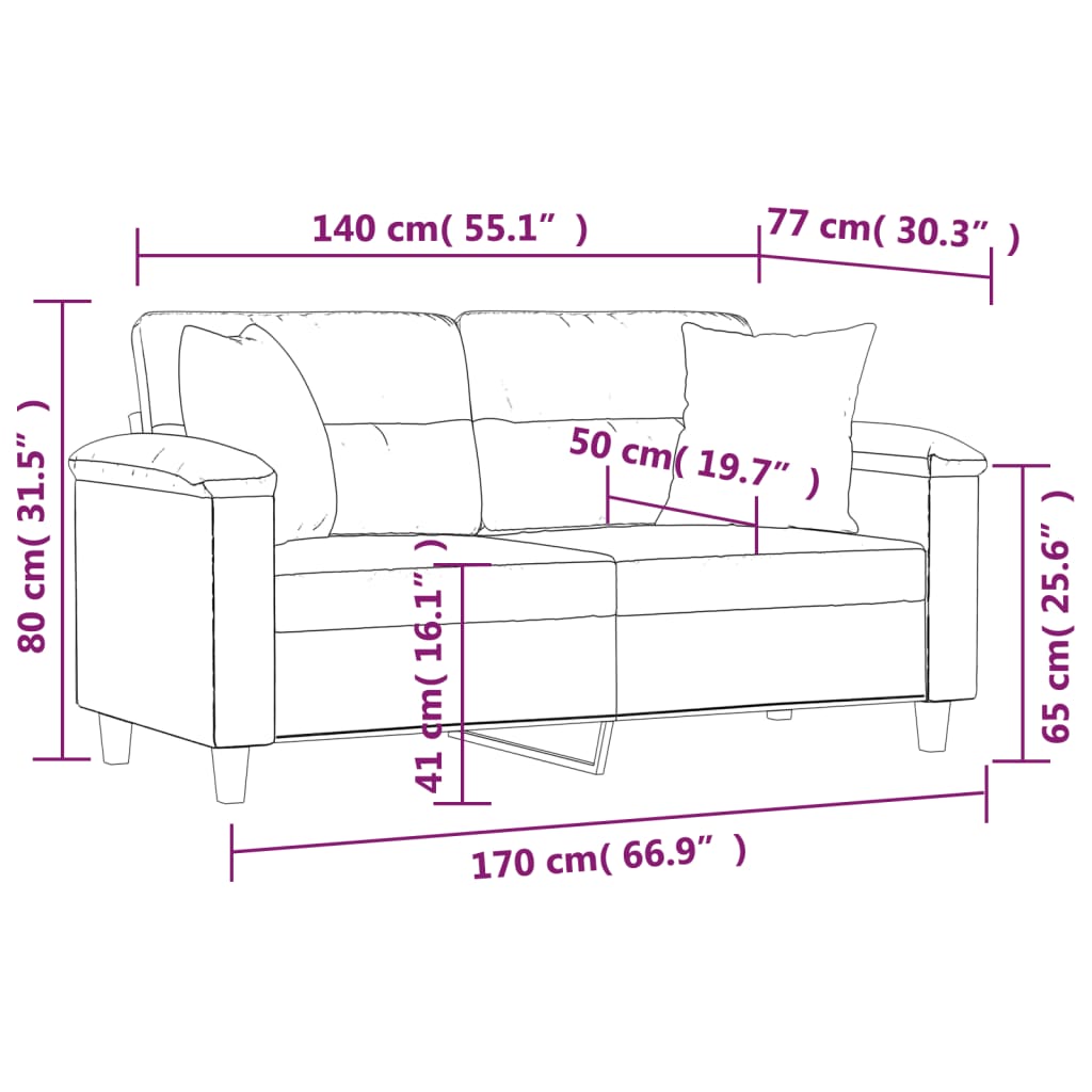 2-Sitzer-Sofa mit Zierkissen Grau 140 cm Kunstleder