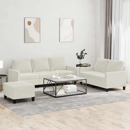 3-tlg. Sofagarnitur mit Kissen Creme Samt