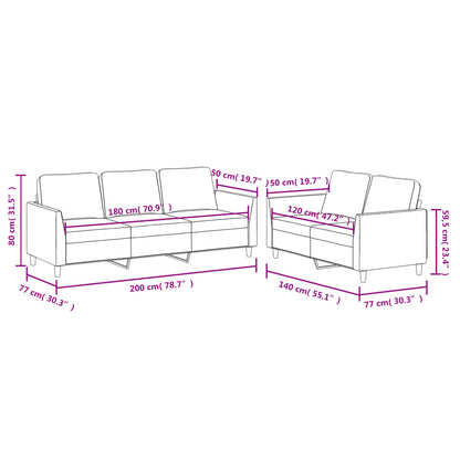 2-tlg. Sofagarnitur mit Kissen Creme Kunstleder