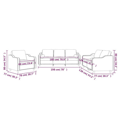 3-tlg. Sofagarnitur mit Kissen Weinrot Stoff