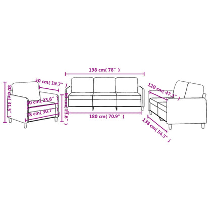 3-tlg. Sofagarnitur mit Kissen Schwarz Stoff