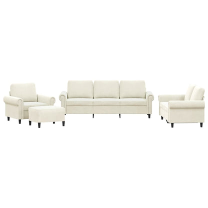 4-tlg. Sofagarnitur mit Kissen Creme Samt