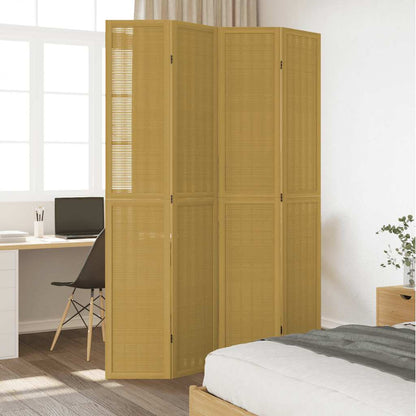 4-tlg. Raumteiler Braun Massivholz Paulownia