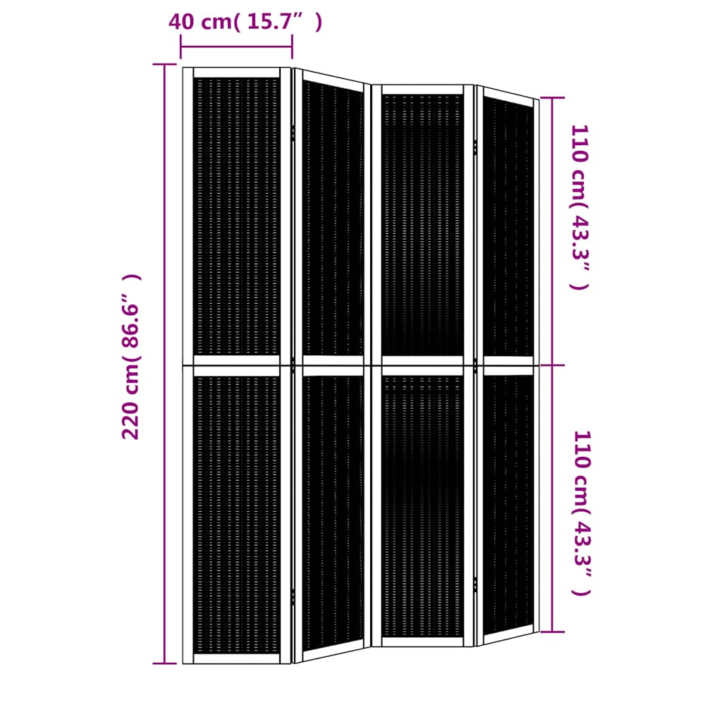4-tlg. Raumteiler Braun Massivholz Paulownia