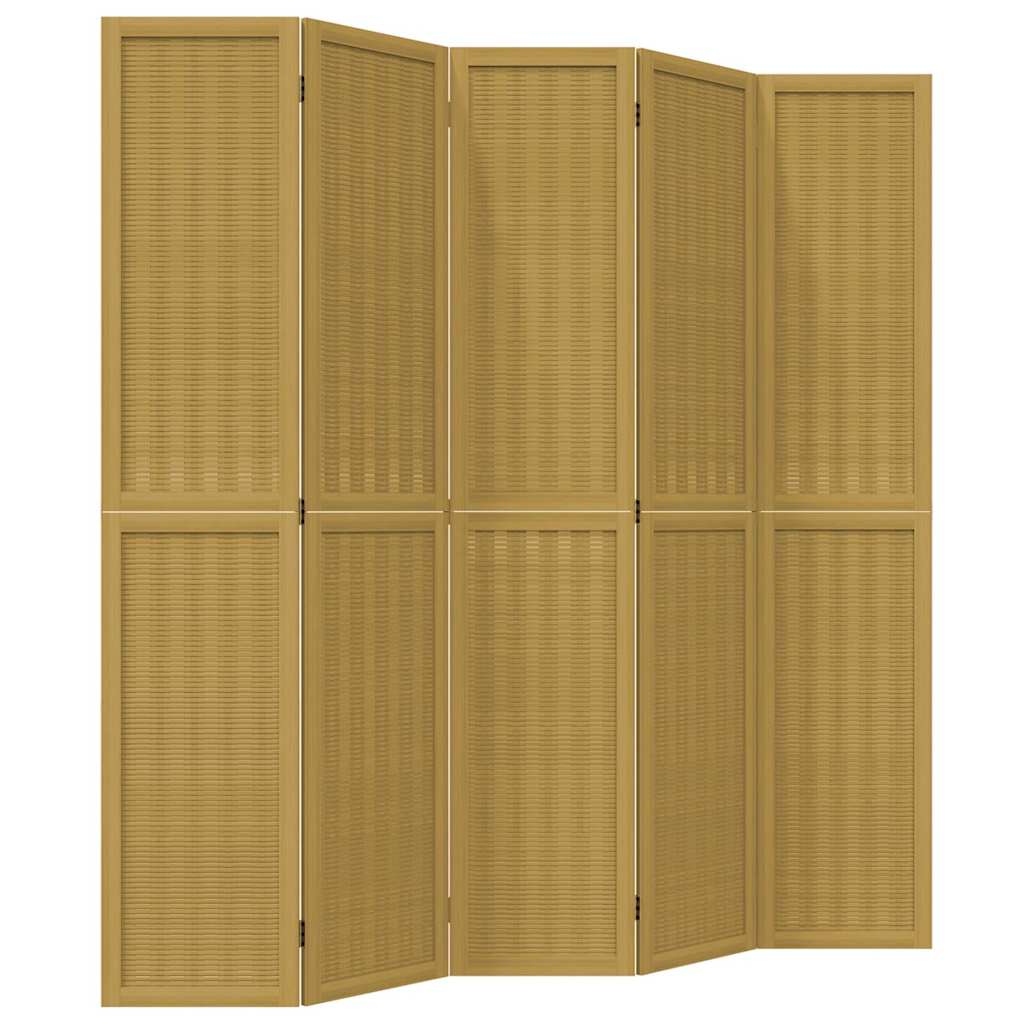 5-tlg. Raumteiler Braun Massivholz Paulownia