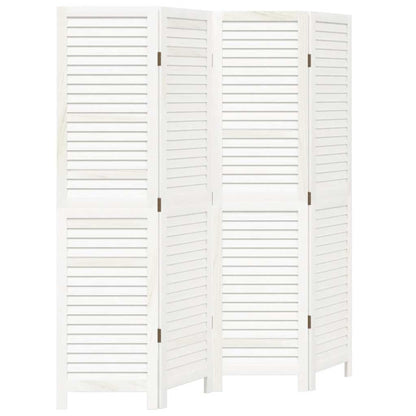 4-tlg. Raumteiler Weiß Massivholz Paulownia