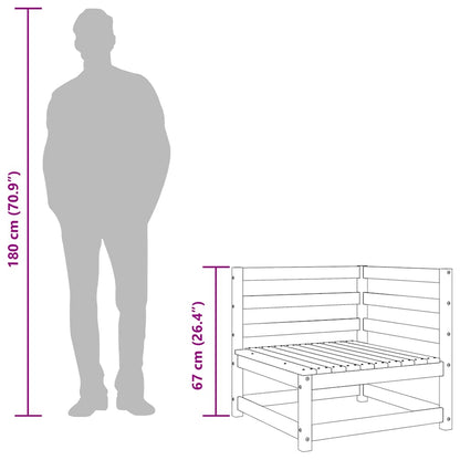 Garten-Ecksofa Wachsbraun 70x70x67 cm Massivholz Kiefer