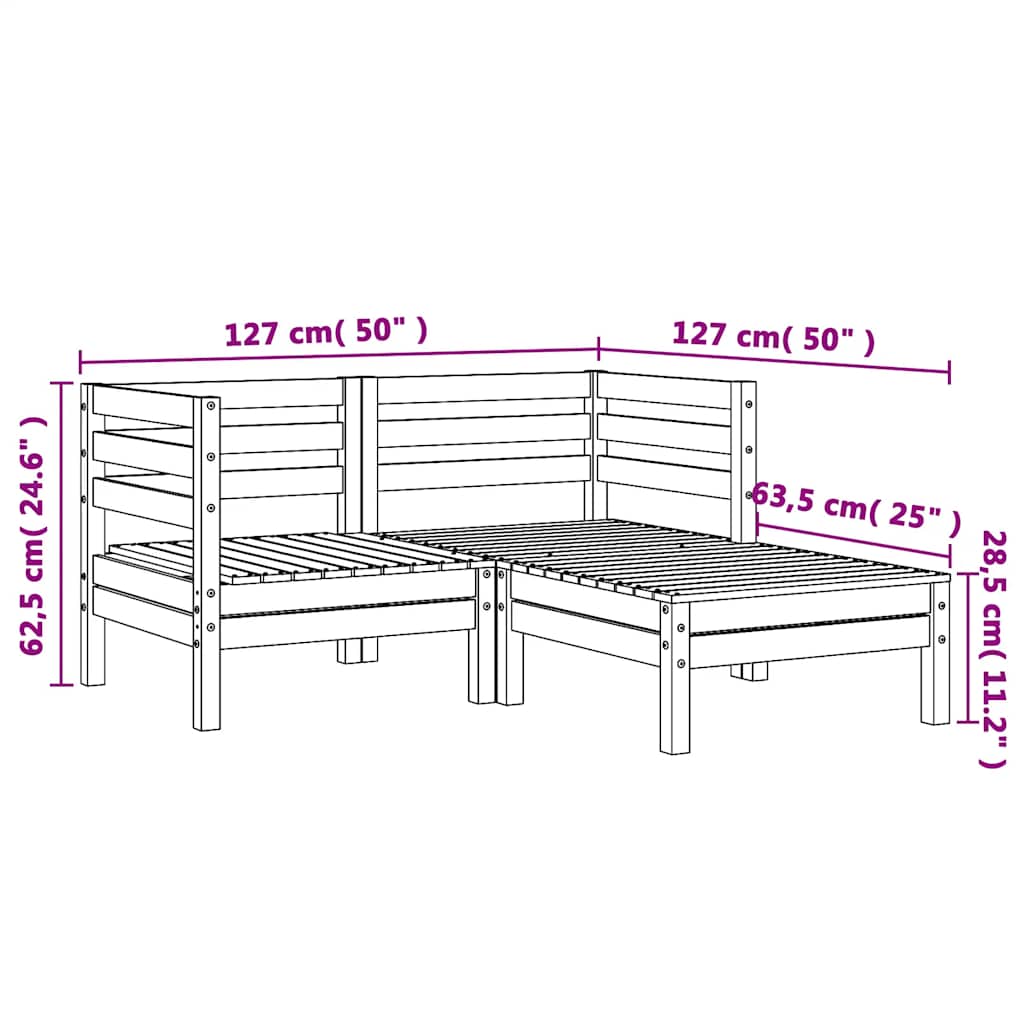 Gartensofa 2-Sitzer mit Hocker Massivholz Douglasie
