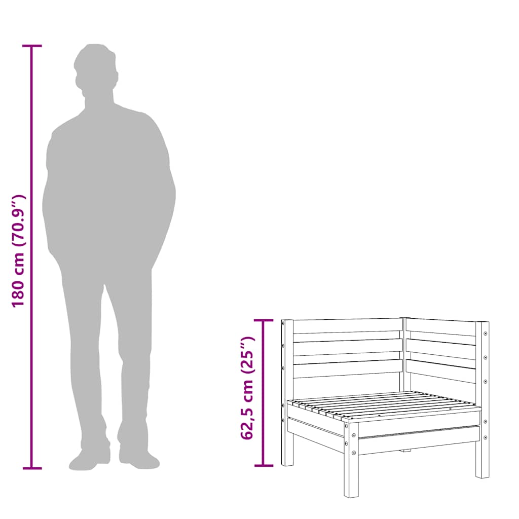 Gartensofa 2-Sitzer mit Hocker Massivholz Douglasie
