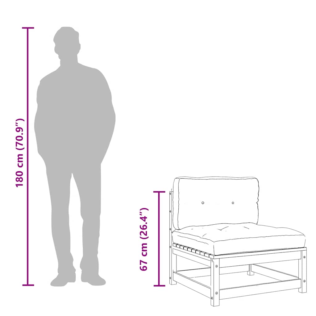 Gartensofas ohne Armlehnen mit Kissen 2 Stk. Weiß Kiefernholz