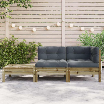 Gartensofa mit Kissen und Fußhocker Kiefernholz Imprägniert