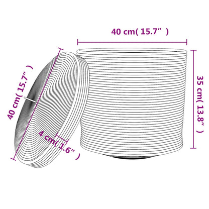 Aufbewahrungskorb mit Deckel Braun & Weiß Ø40x35 cm Baumwolle