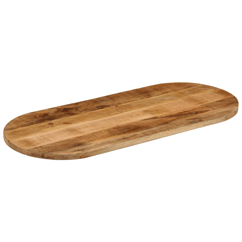 Tischplatte 140x50x3,8 cm Oval Raues Massives Mangoholz