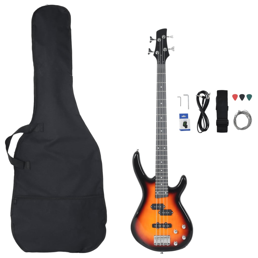 E-Bass für Anfänger mit Tasche Braun und Schwarz 4/4 46"