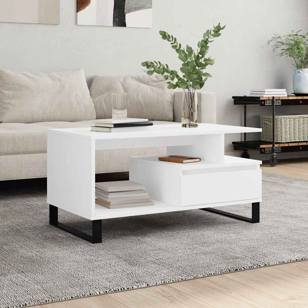 Couchtisch Weiß 90x49x45 cm Holzwerkstoff