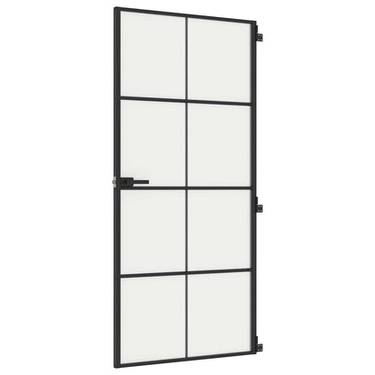 Innentür Schlank Schwarz 93x201,5 cm Hartglas & Aluminium