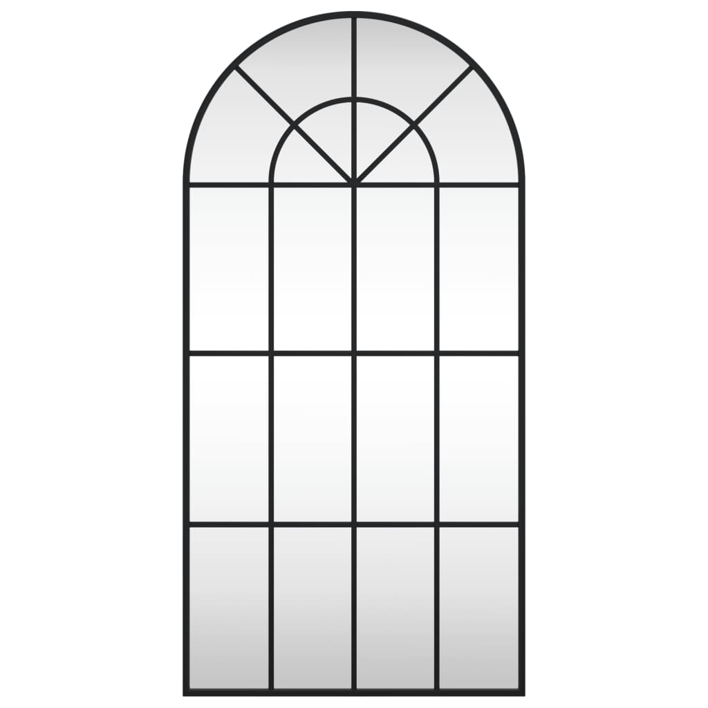 Wandspiegel Schwarz 50x100 cm Gewölbt Eisen