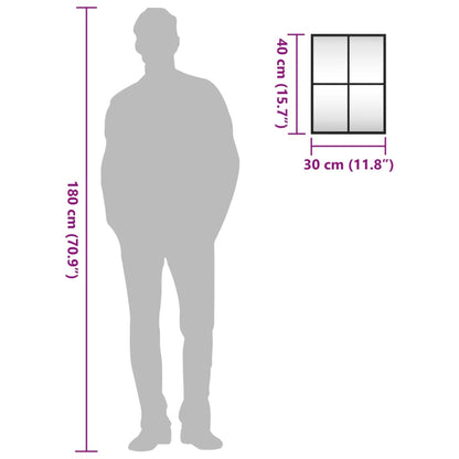 Wandspiegel Schwarz 30x40 cm Rechteckig Eisen