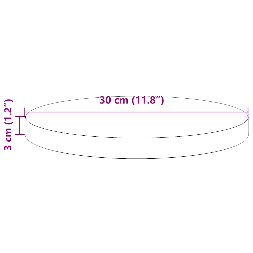 Tischplatte Rund Ø30x3 cm Massivholz Kiefer