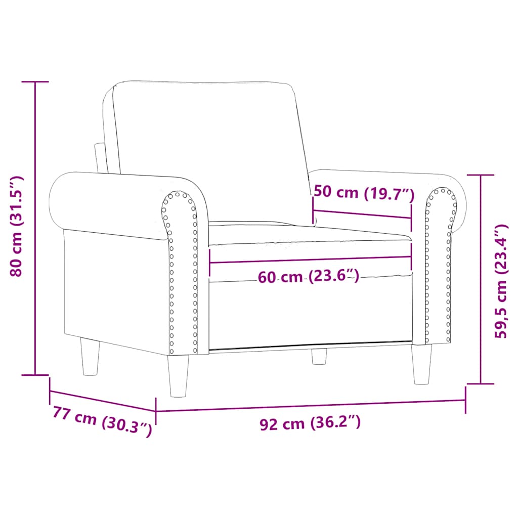 Sessel Cappuccino-Braun 60 cm Kunstleder