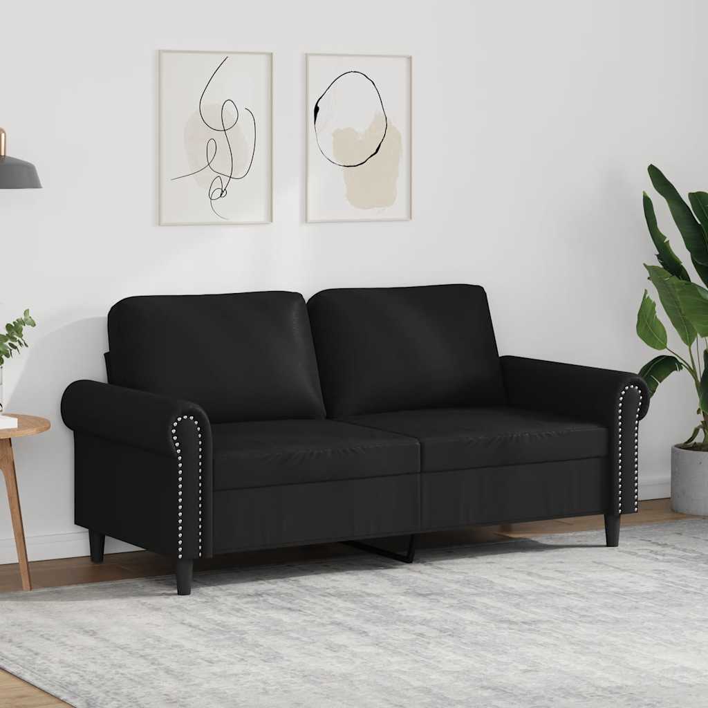 2-Sitzer-Sofa Schwarz 140 cm Kunstleder