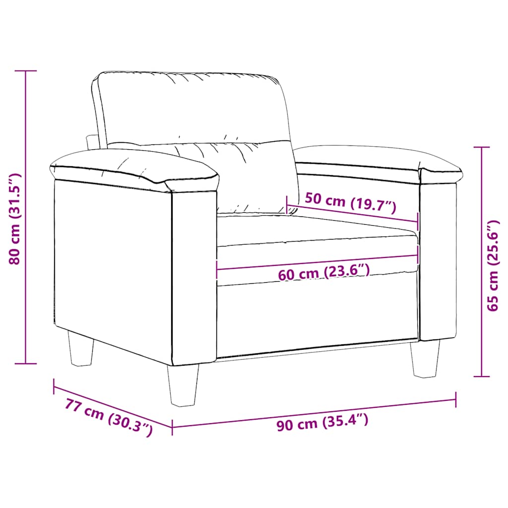 Sessel Schwarz 60 cm Mikrofasergewebe