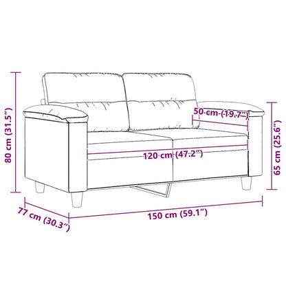 2-Sitzer-Sofa Hellgrau 120 cm Mikrofasergewebe