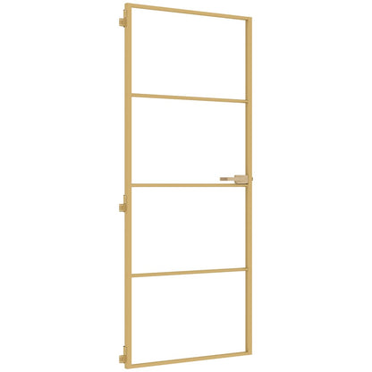 Innentür Schlank Golden 83x201,5 cm Hartglas und Aluminium