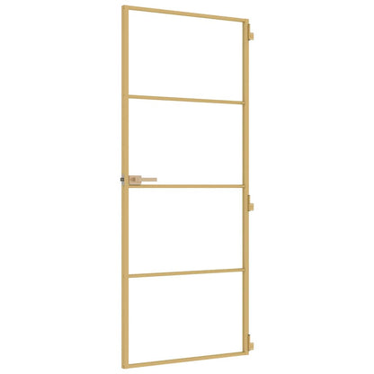 Innentür Schlank Golden 83x201,5 cm Hartglas und Aluminium